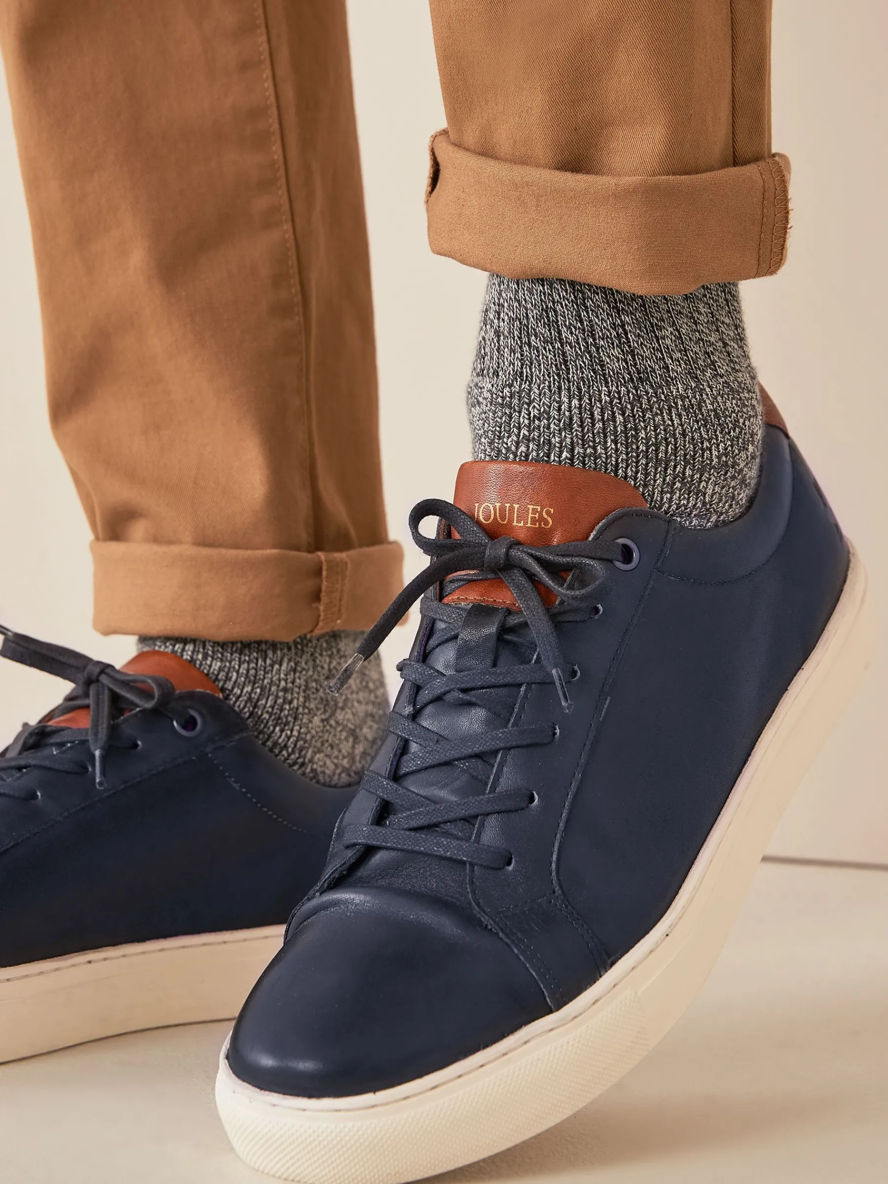 Navy Blue Leather Trainers<Joules New