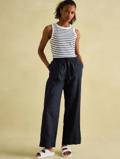 Navy Blue Linen Blend Trousers<Joules Online