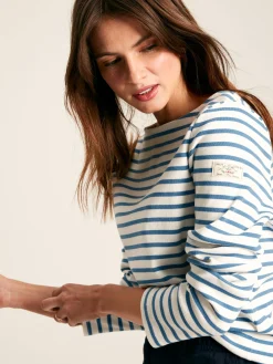 New Harbour Cream & Blue Striped Boat Neck Breton Top<Joules Outlet