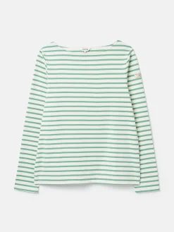 New Harbour Cream & Green Striped Boat Neck Breton Top<Joules New