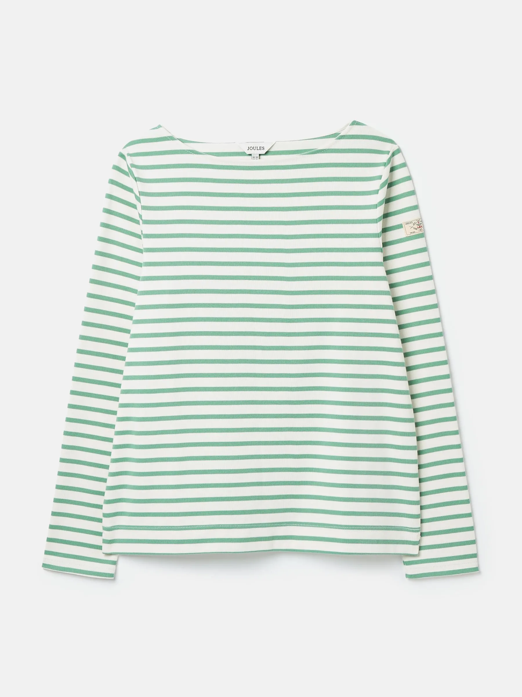 New Harbour Cream & Green Striped Boat Neck Breton Top<Joules New