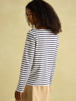 New Harbour Cream & Navy Striped Boat Neck Breton Top<Joules Online