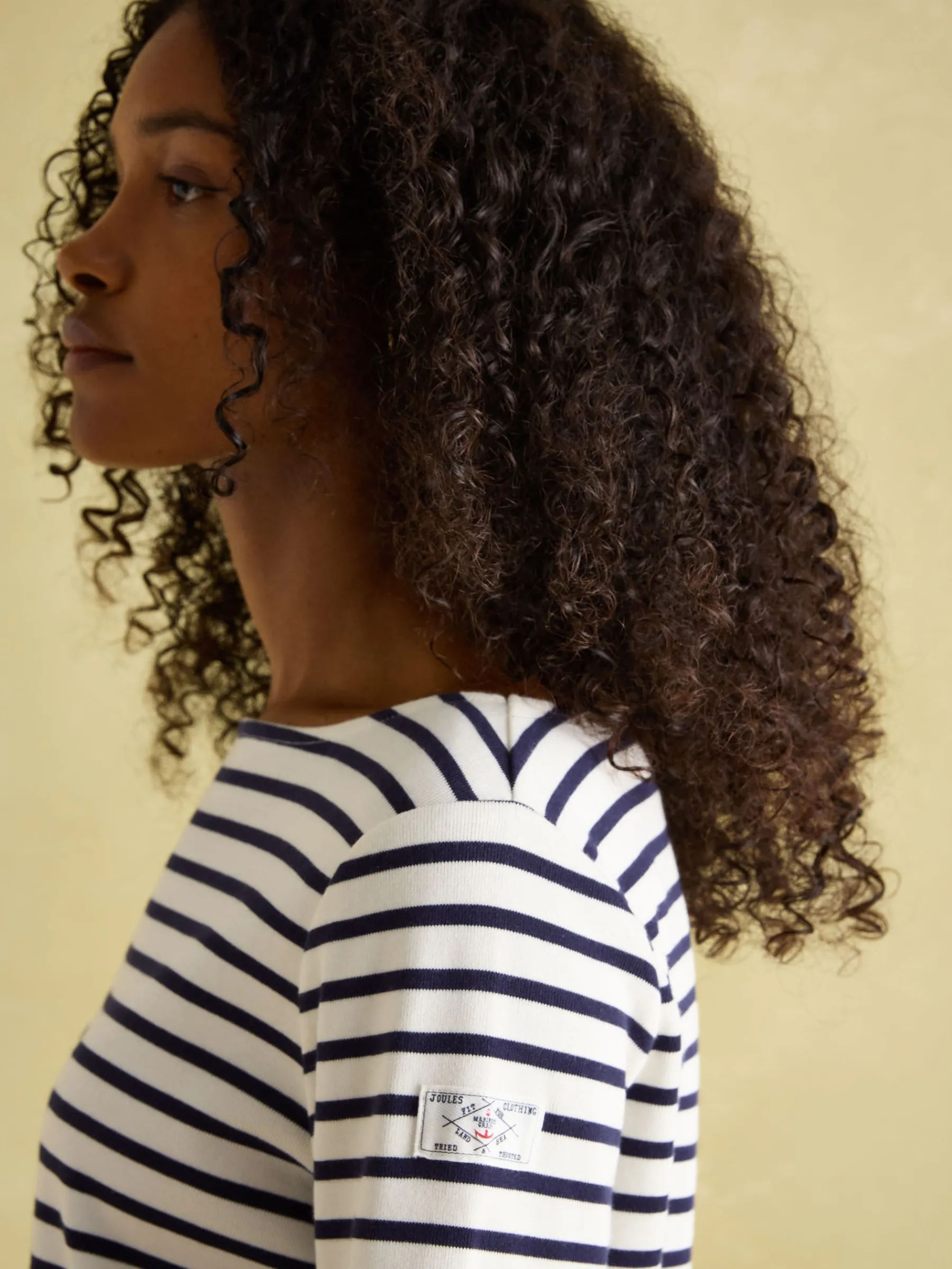 New Harbour Cream & Navy Striped Boat Neck Breton Top<Joules Online