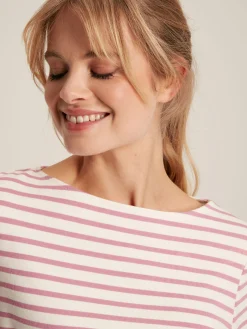 New Harbour Cream & Pink Striped Boat Neck Breton Top<Joules Best