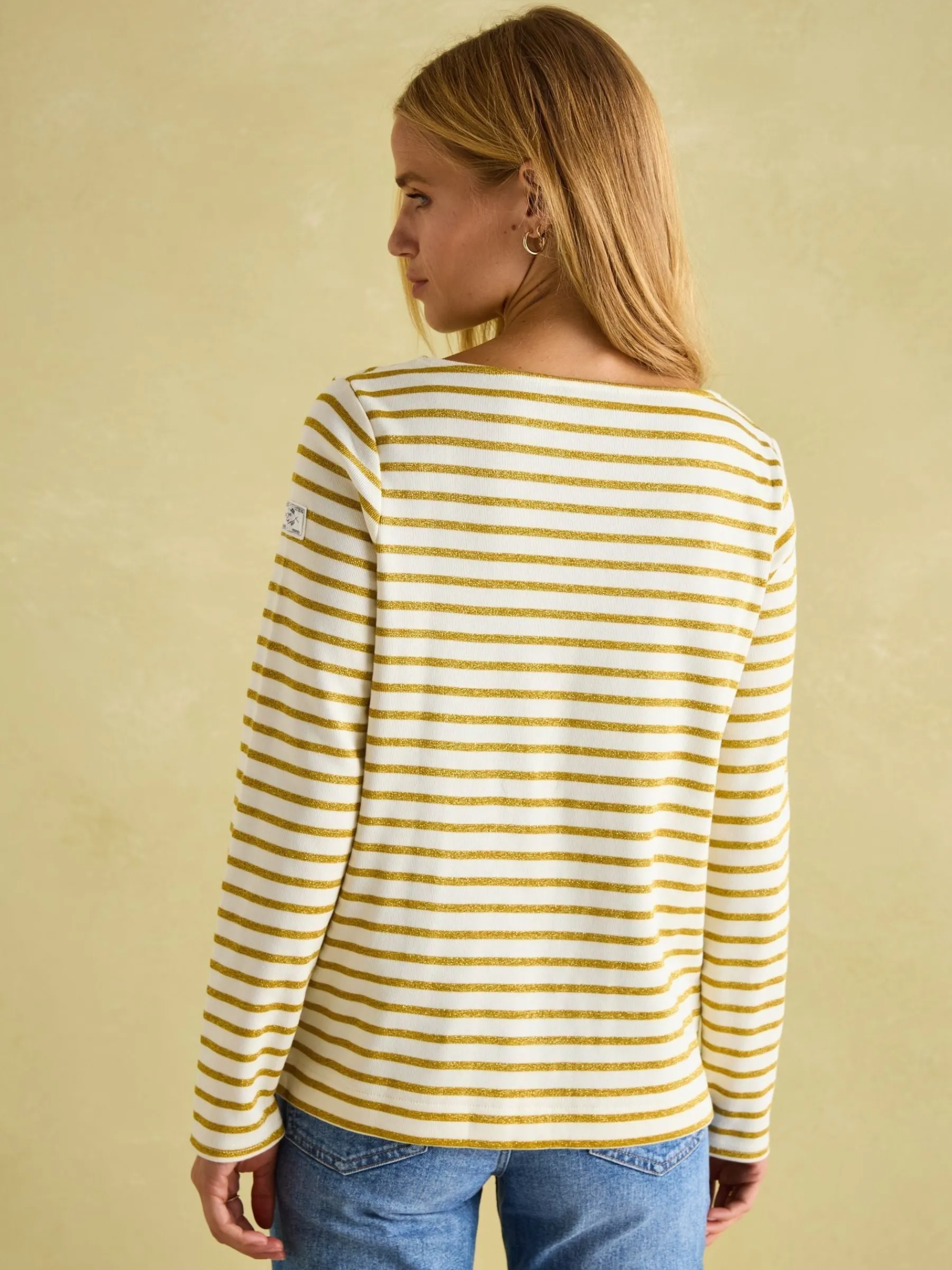 New Harbour Cream Gold Boat Neck Breton Top<Joules Clearance