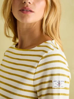 New Harbour Cream Gold Boat Neck Breton Top<Joules Clearance