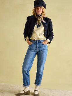 New Harbour Cream Gold Boat Neck Breton Top<Joules Clearance