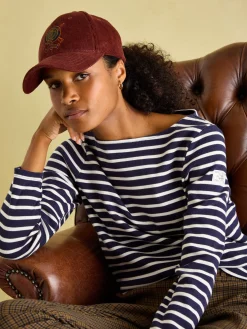 New Harbour Navy & White Striped Boat Neck Breton Top<Joules Online