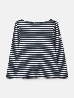 New Harbour Navy & White Striped Boat Neck Breton Top<Joules Online