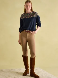 New Harbour Navy Damask Boat Neck Breton Top<Joules Clearance