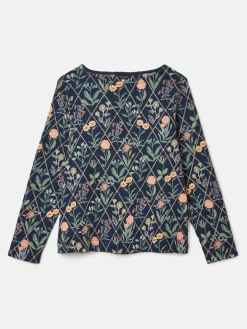 New Harbour Navy floral Boat Neck Breton Top<Joules Sale