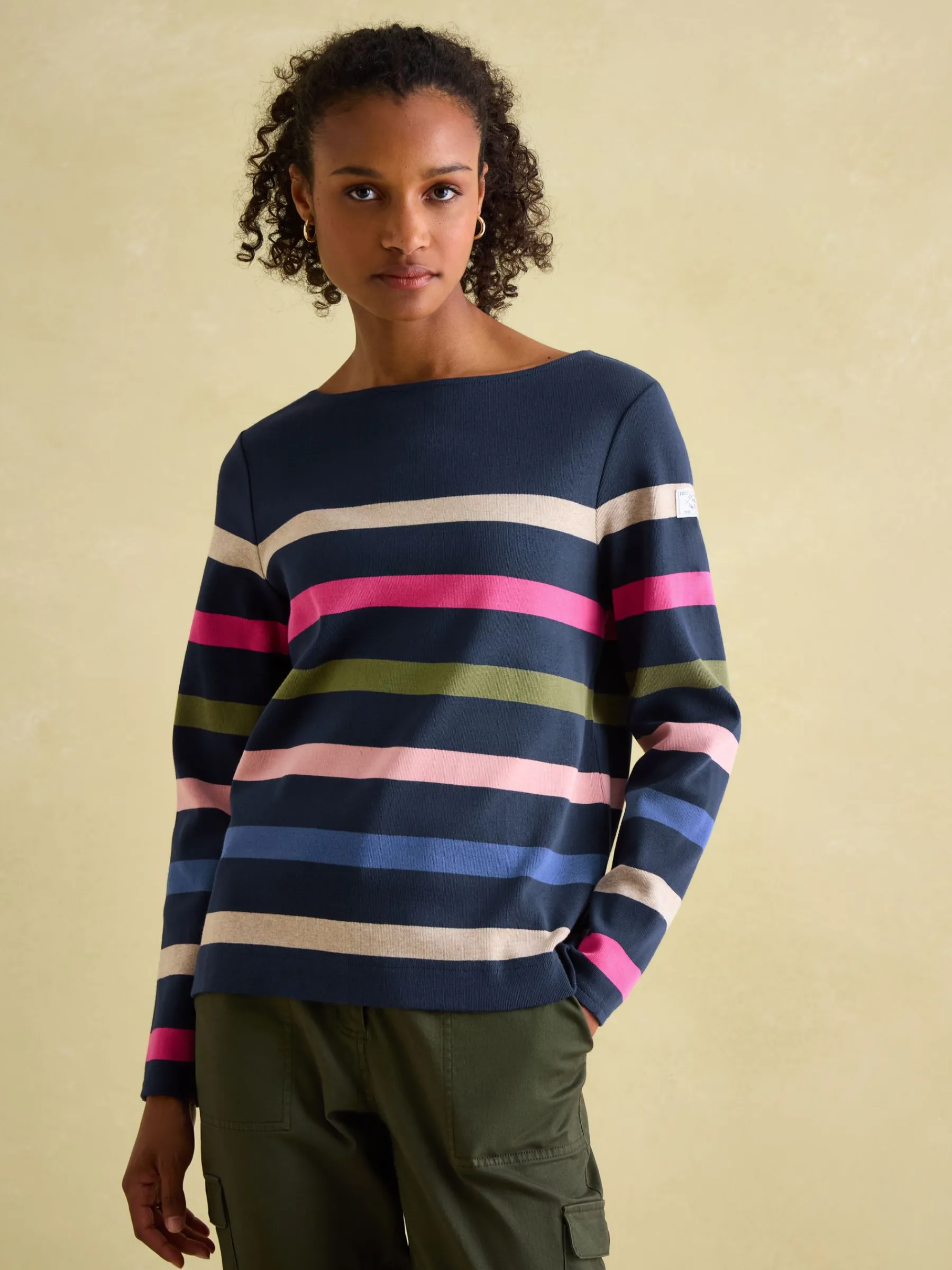 New Harbour Navy multi Boat Neck Breton Top<Joules Clearance