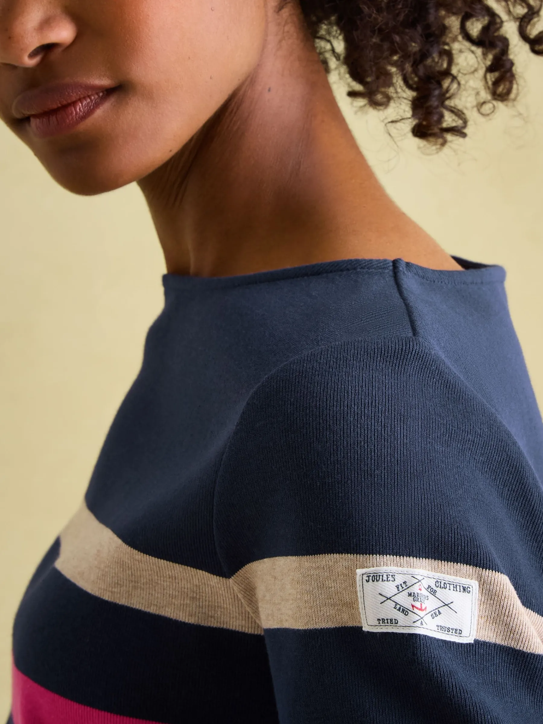 New Harbour Navy multi Boat Neck Breton Top<Joules Clearance