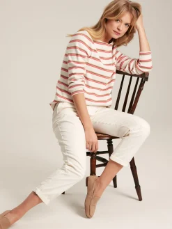 New Harbour Pink & Tan Striped Boat Neck Breton Top<Joules New