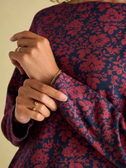 New Harbour Red Floral Boat Neck Breton Top<Joules Clearance
