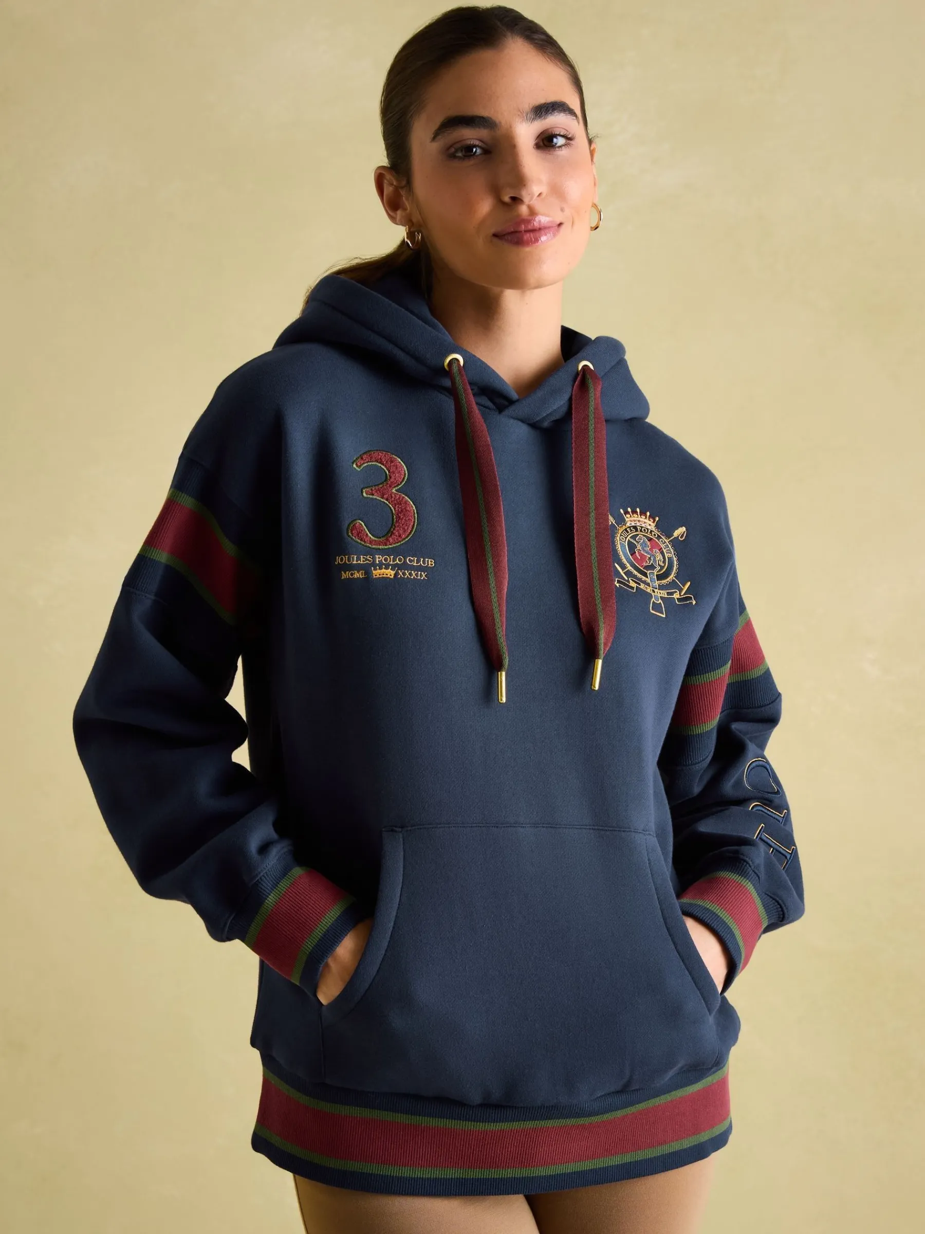 Newham Navy blue Embellished Hoodie<Joules New