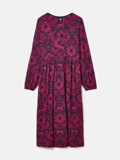 Nia Red & Navy Long Sleeve Midaxi Dress<Joules Sale