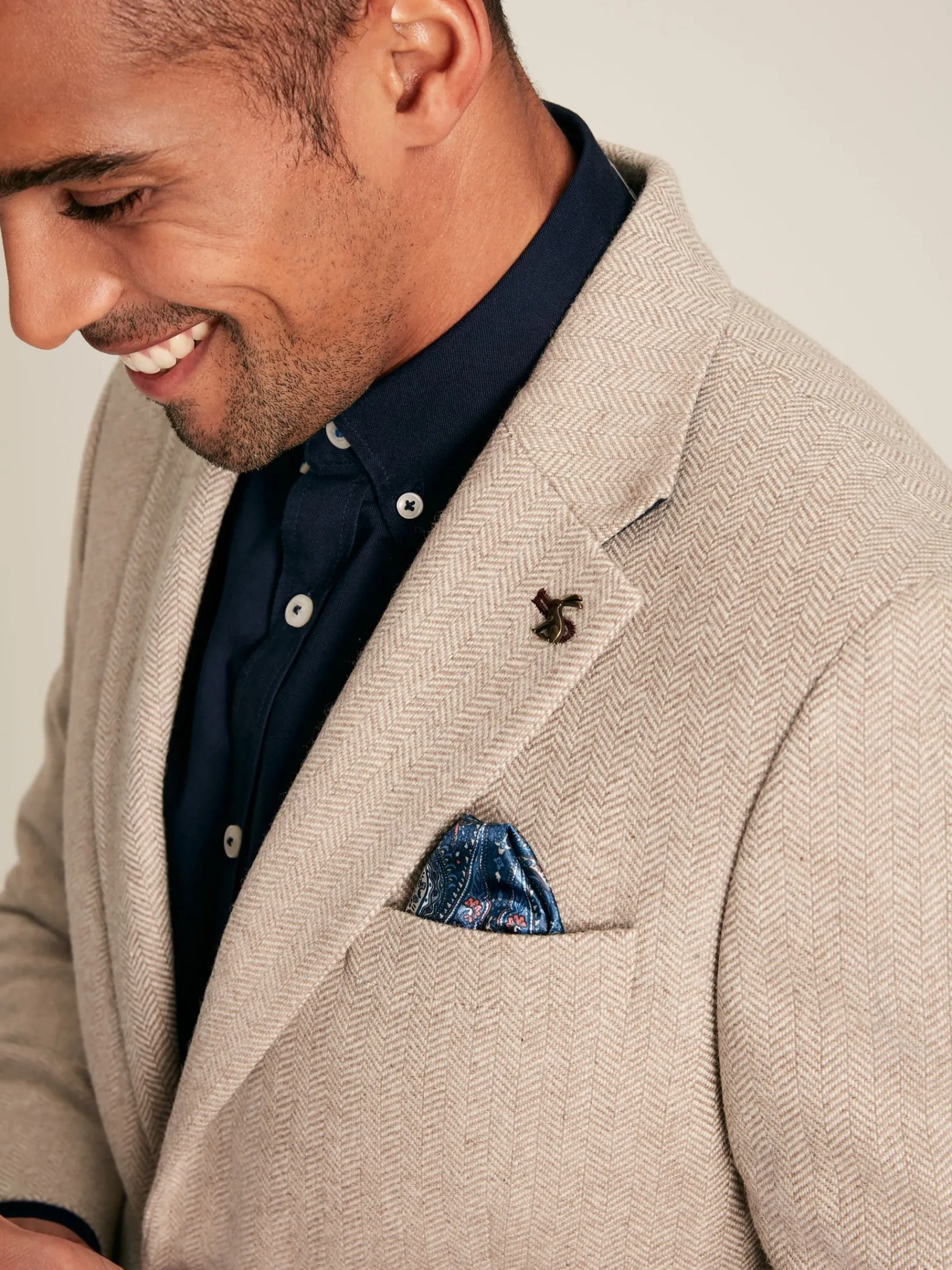Herringbone Texture Slim Fit Blazer<Joules