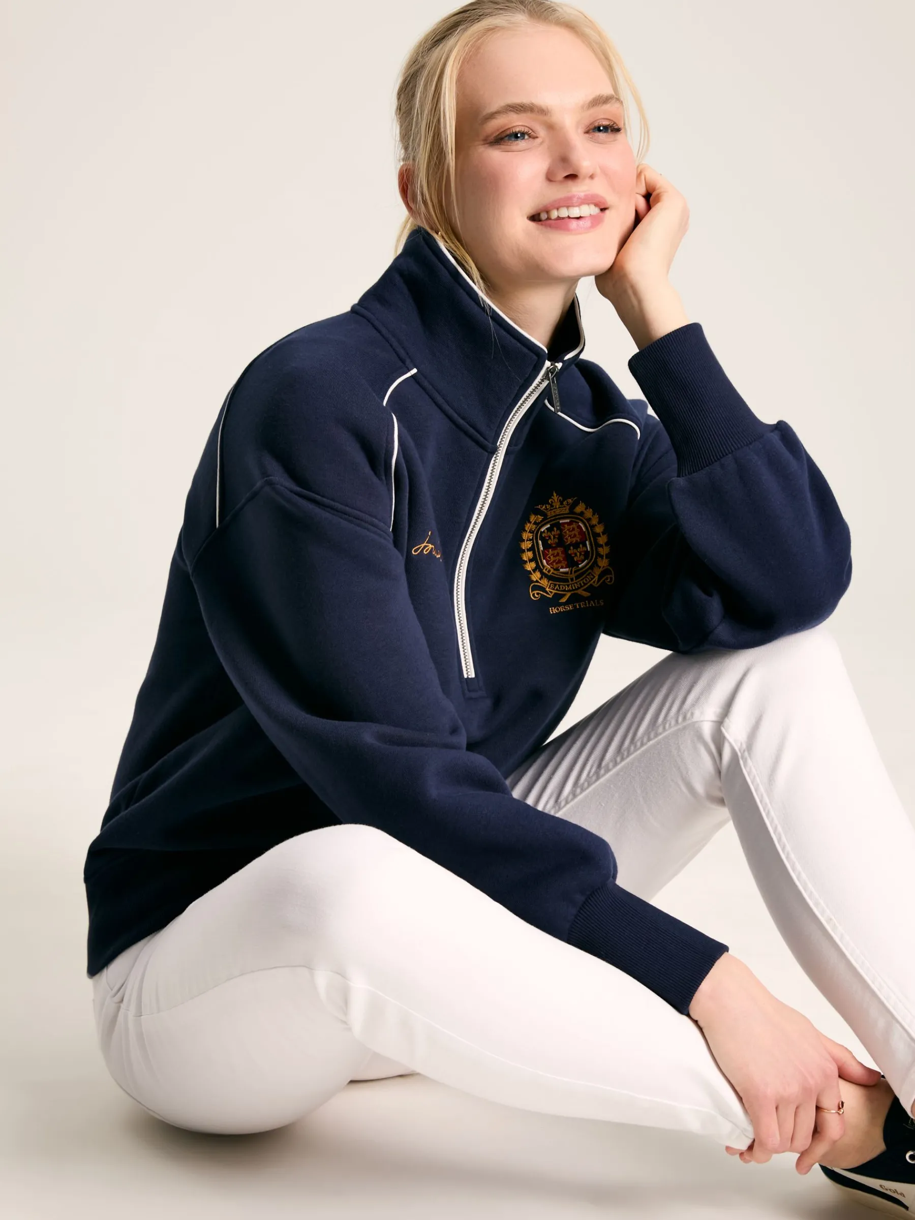 Official Badminton Navy Blue Unisex Quarter Zip Sweatshirt<Joules Sale