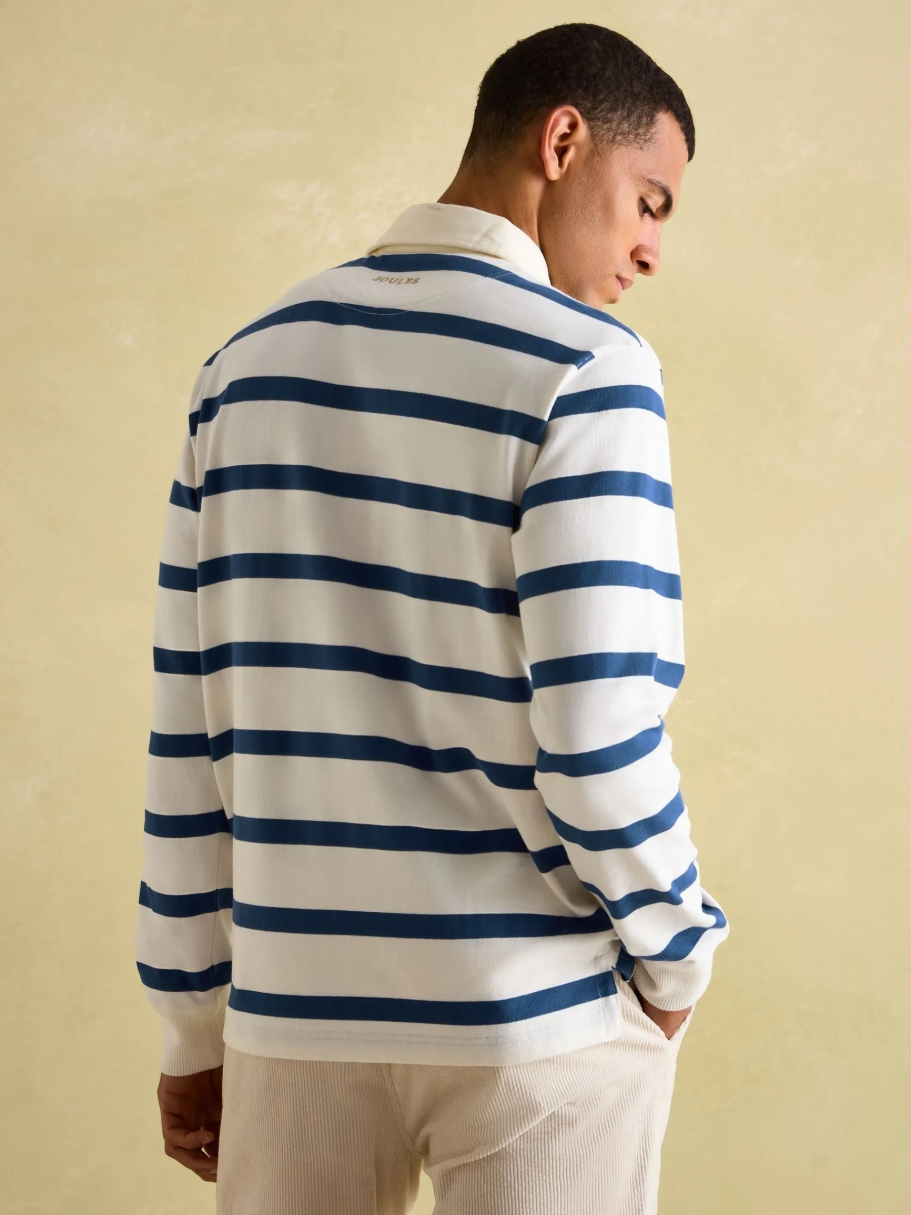 Onside Cream & Blue Striped Rugby Shirt<Joules Hot