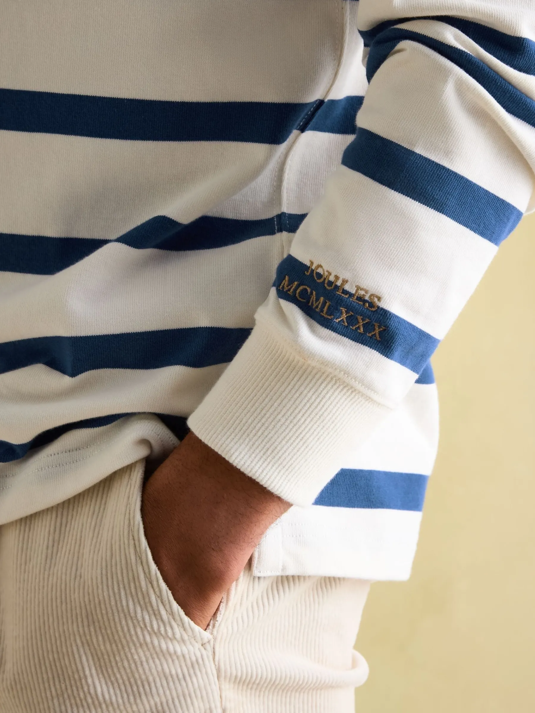 Onside Cream & Blue Striped Rugby Shirt<Joules Hot