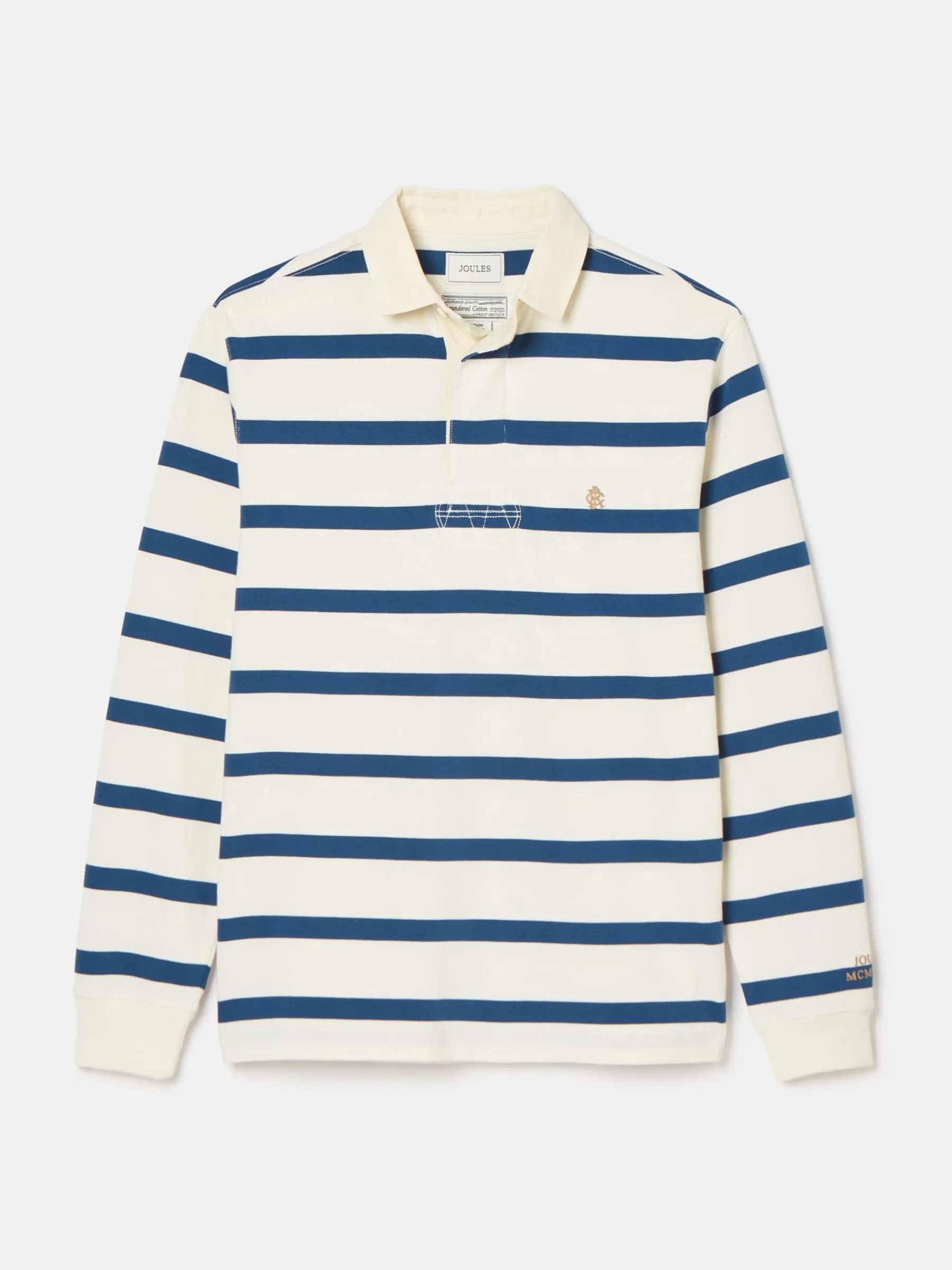 Onside Cream & Blue Striped Rugby Shirt<Joules Hot