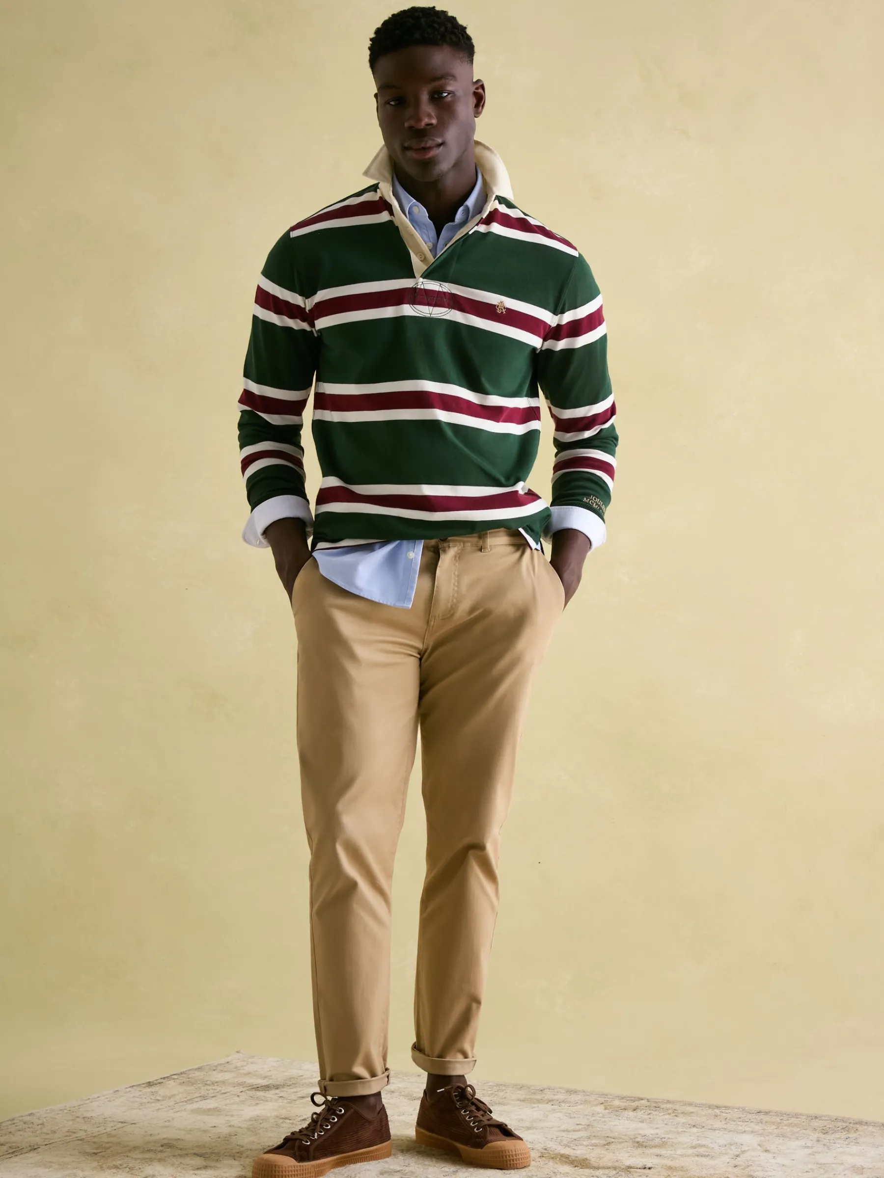 Onside Green & Red Striped Rugby Shirt<Joules Sale
