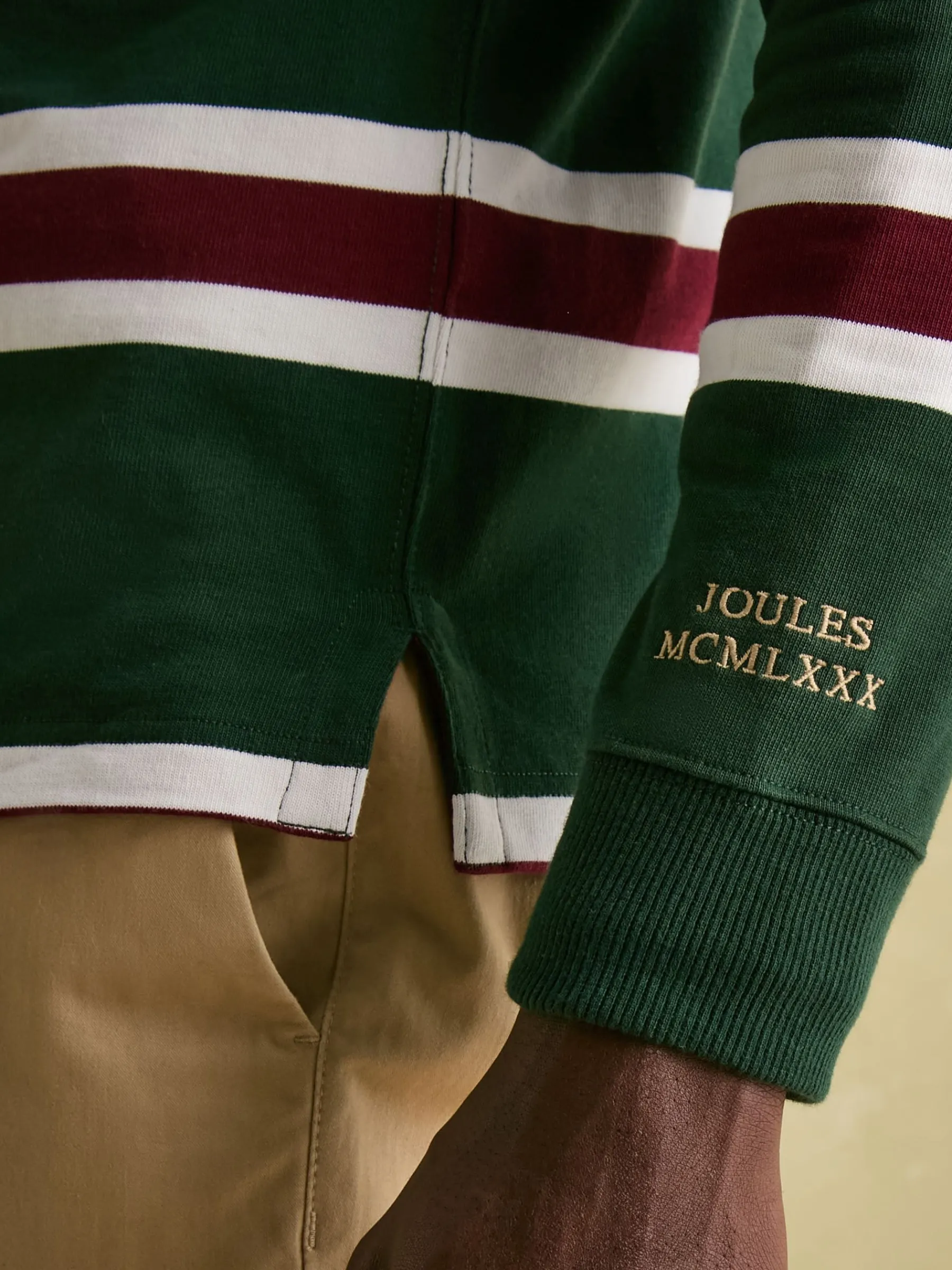Onside Green & Red Striped Rugby Shirt<Joules Sale