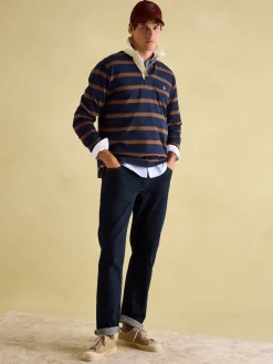 Onside Navy & Brown Striped Rugby Shirt<Joules Sale