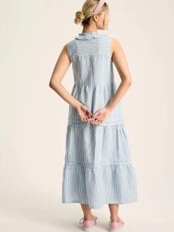 Ophelia Blue & White Sleeveless Tiered Dress<Joules New
