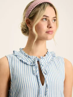 Ophelia Blue & White Sleeveless Tiered Dress<Joules New