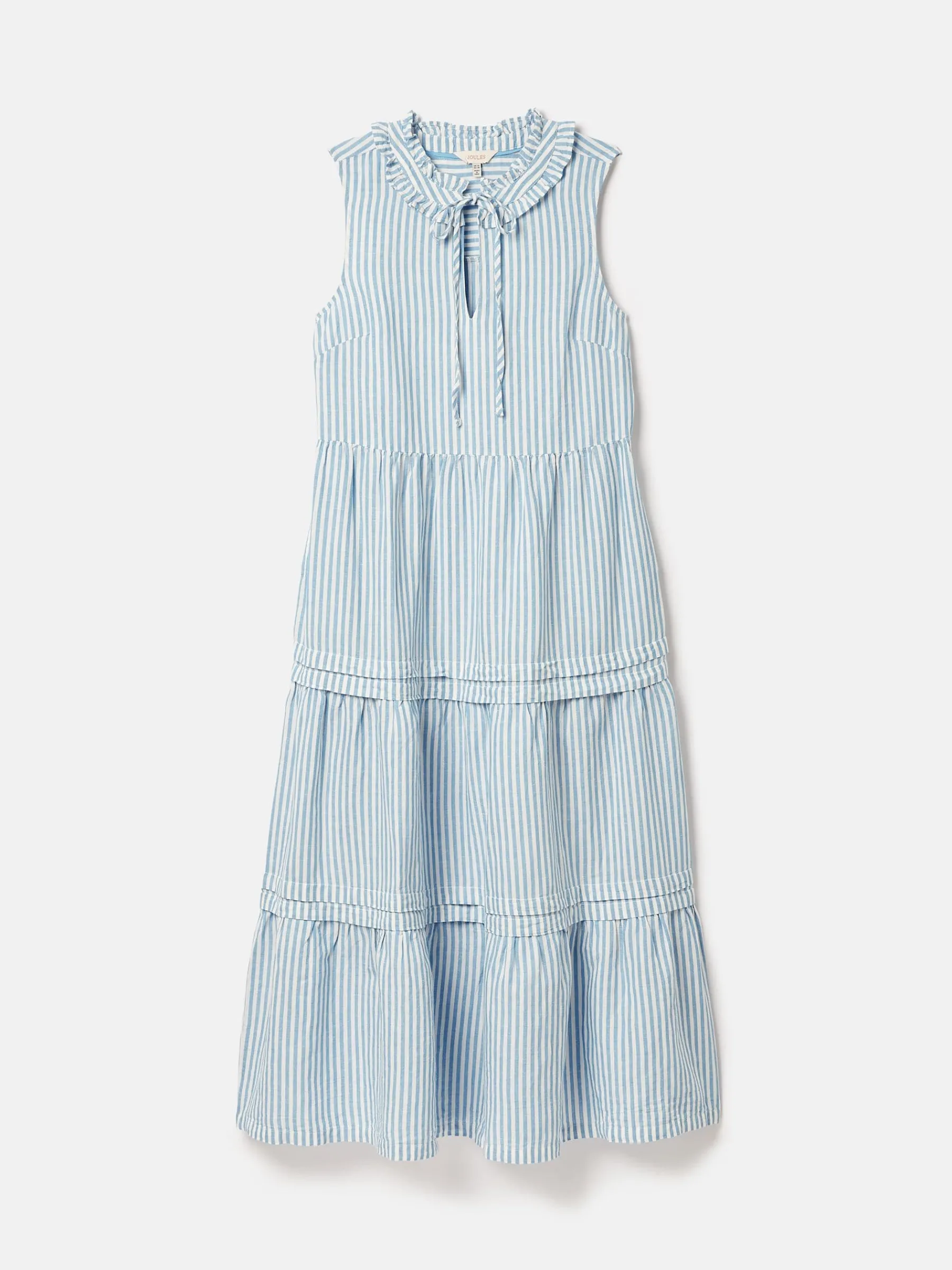 Ophelia Blue & White Sleeveless Tiered Dress<Joules New