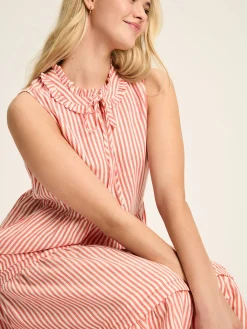 Ophelia Red & White Sleeveless Tiered Dress<Joules