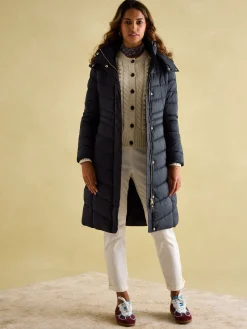 Pembury Navy Blue Showerproof Longline Padded Coat With Hood<Joules Sale