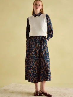 Penelope Navy Bridle Print Satin Shirt Dress<Joules New