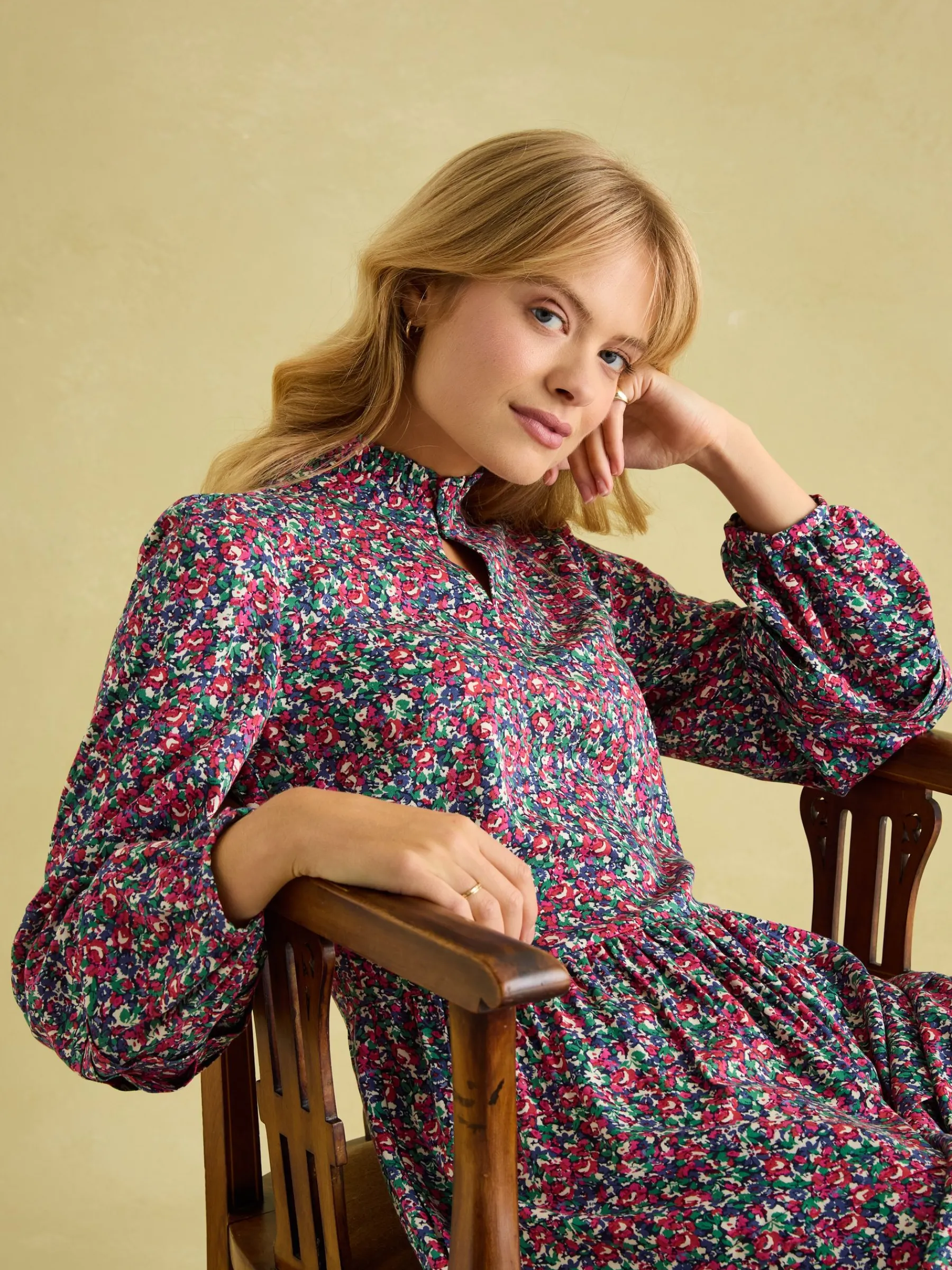 Petunia Frill Neck Dress<Joules Clearance