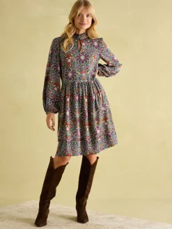 Petunia Khaki Green Frill Neck Dress<Joules New