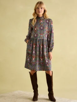 Petunia Khaki Green Frill Neck Dress<Joules New