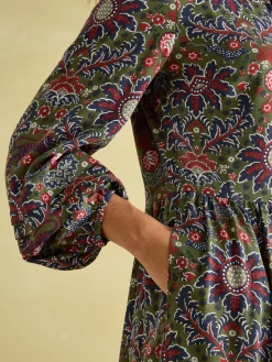 Petunia Khaki Green Frill Neck Dress<Joules New