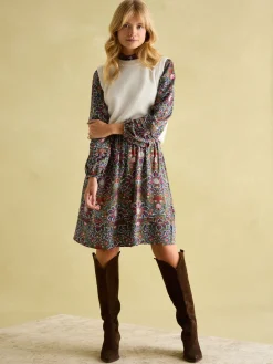 Petunia Khaki Green Frill Neck Dress<Joules New
