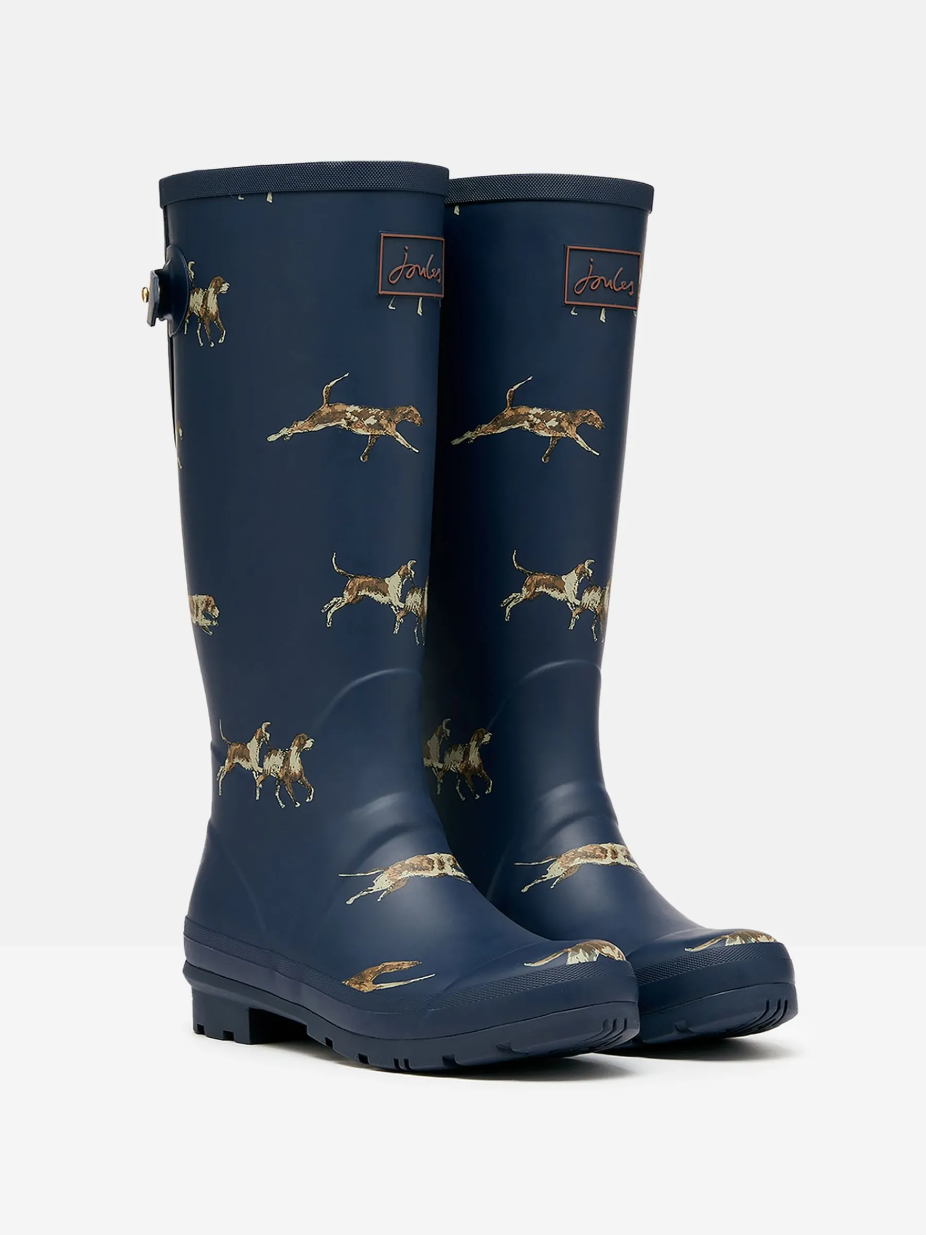 Printed Navy Blue Dog Print Adjustable Tall Wellies<Joules Online
