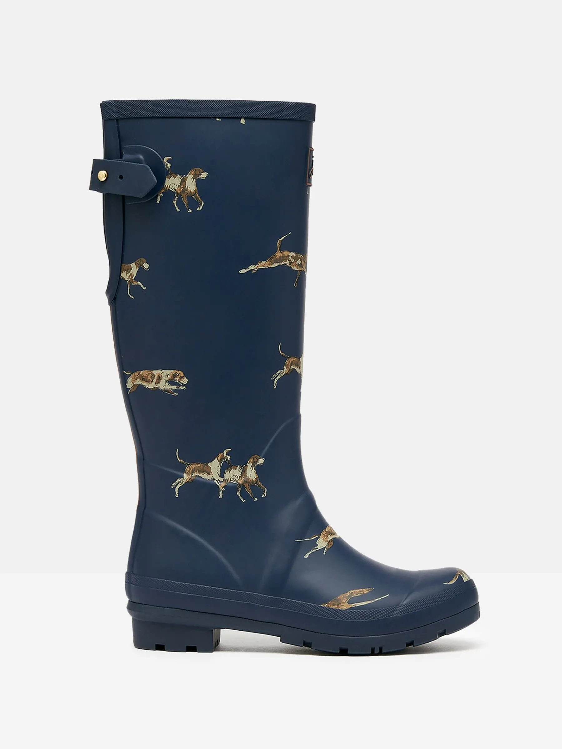 Printed Navy Blue Dog Print Adjustable Tall Wellies<Joules Online