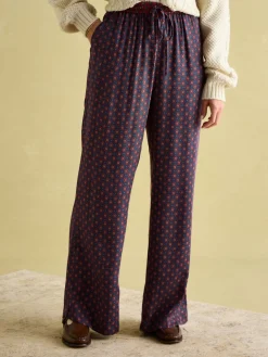 Red & Navy Satin Wide Leg Trousers<Joules Clearance