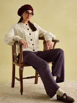 Red & Navy Satin Wide Leg Trousers<Joules Clearance