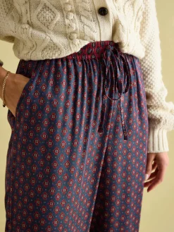Red & Navy Satin Wide Leg Trousers<Joules Clearance
