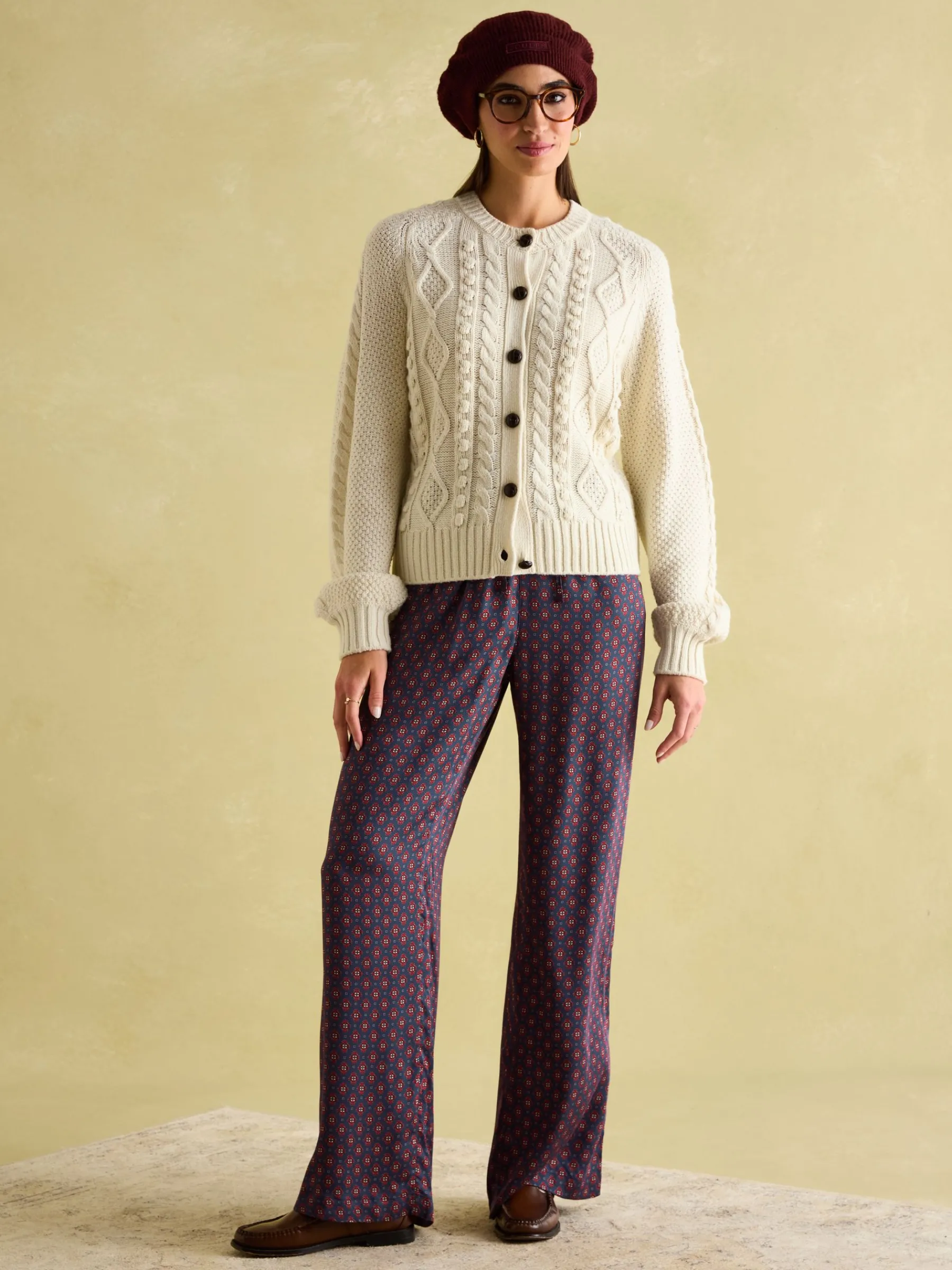 Red & Navy Satin Wide Leg Trousers<Joules Clearance