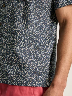 Revere Blue Floral Printed Short Sleeve Shirt<Joules Outlet