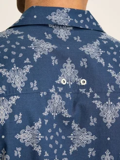 Revere Navy Blue Paisley Printed Short Sleeve Shirt<Joules New