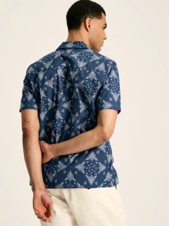 Revere Navy Blue Paisley Printed Short Sleeve Shirt<Joules New