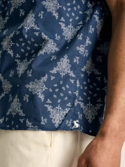 Revere Navy Blue Paisley Printed Short Sleeve Shirt<Joules New